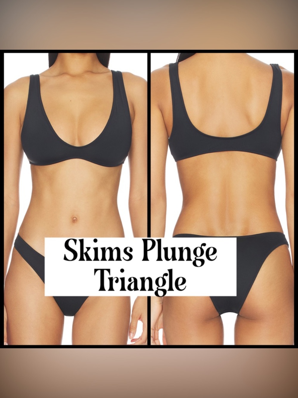Skims Signature Swim Plunge Triangle Top Bikini Onyx